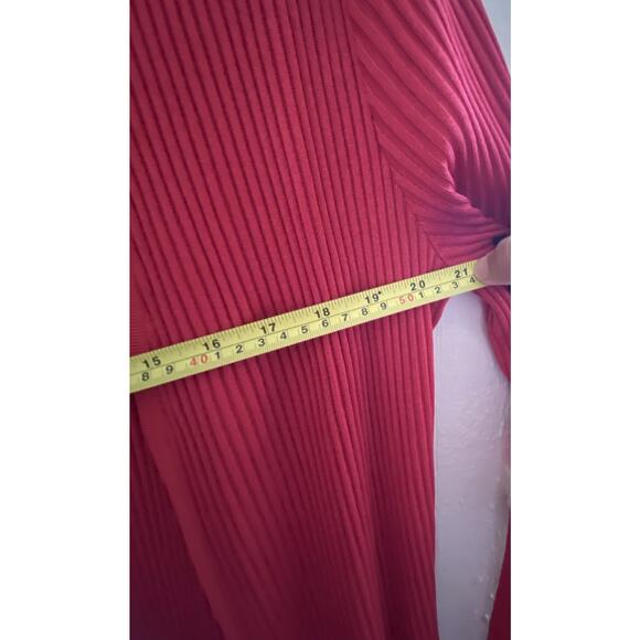 Misook Womens 2PC Red Dress Ribbed Long Line Cardigan Knit - Picture 8 of 8
